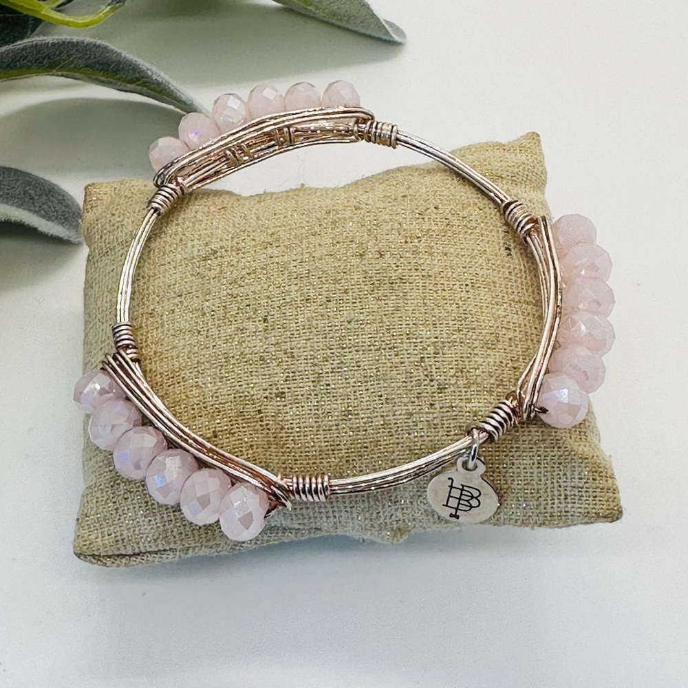 Bourbon and Bowties Faceted Pink Quartz Bracelet
